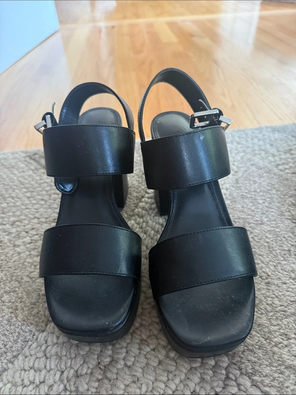 Urban outfitters chunky Black Platform Block Heel Sandals